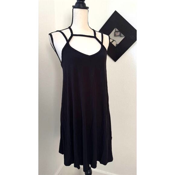 RVCA Womens Black Strappy Shift Dress Size S V-Neck Casual Short Mini - Picture 2 of 7